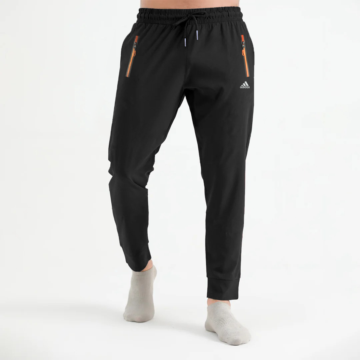 Adi Black Trouser white Reflective Zip (Branded)